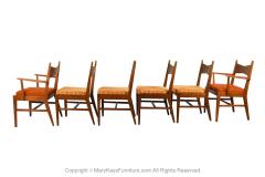  Lane Furniture Six Mid Century Walnut Dining Chairs Lane Tuxedo inlay - 2957219