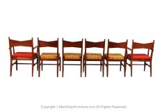  Lane Furniture Six Mid Century Walnut Dining Chairs Lane Tuxedo inlay - 2957220