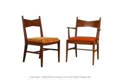  Lane Furniture Six Mid Century Walnut Dining Chairs Lane Tuxedo inlay - 2957224