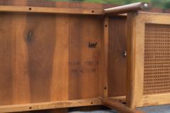  Lane Furniture Uncommon Lane Architectural Walnut Coffee Table with Upturned Ends Cane Shelf - 4232410