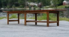  Lane Furniture Uncommon Lane Architectural Walnut Coffee Table with Upturned Ends Cane Shelf - 4232415