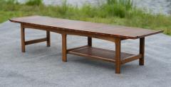  Lane Furniture Uncommon Lane Architectural Walnut Coffee Table with Upturned Ends Cane Shelf - 4232439