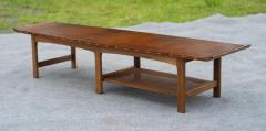  Lane Furniture Uncommon Lane Architectural Walnut Coffee Table with Upturned Ends Cane Shelf - 4232447