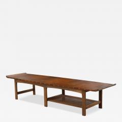  Lane Furniture Uncommon Lane Architectural Walnut Coffee Table with Upturned Ends Cane Shelf - 4236806