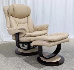  Lane Furniture Vintage Lane Leather Wood Ekornes Stressless Style Lounge Chair Ottoman - 3958252