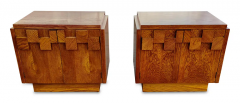  Lane Furniture Vintage Paul Evans Style Lane Brutalist Staccato or Mosaic Pair Oak Nightstands - 2968446