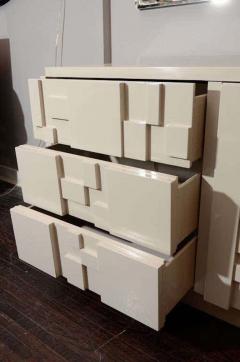  Lane Furniture White Lacquered Lane Furniture Brutalist Dresser in the Manner of Paul Evans - 3105673