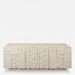  Lane Furniture White Lacquered Lane Furniture Brutalist Dresser in the Manner of Paul Evans - 3116106