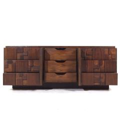  Lane Staccato Lane Stacatto Brutalist Mid Century Walnut Lowboy Dresser - 3842673