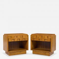  Lane Staccato Lane Staccato Brutalist Mid Century Oak Nightstands Pair - 4252924