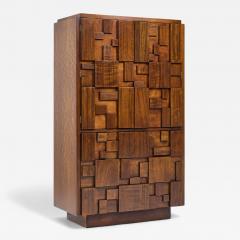  Lane Staccato Lane Staccato Brutalist Mid Century Walnut Armoire Dresser - 4319393