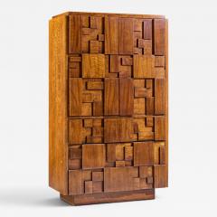  Lane Staccato Lane Staccato Brutalist Mid Century Walnut Armoire Dresser - 4574127