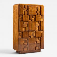  Lane Staccato Lane Staccato Brutalist Mid Century Walnut Armoire Dresser - 4689054