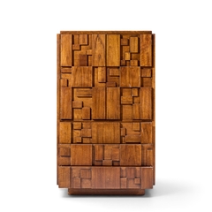  Lane Staccato Lane Staccato Brutalist Mid Century Walnut Armoire Dresser - 4753409