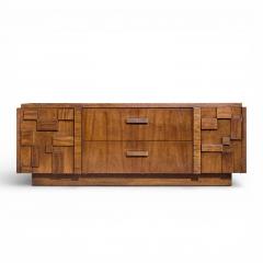  Lane Staccato Lane Staccato Brutalist Mid Century Walnut Credenza - 4440637
