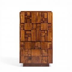  Lane Staccato Lane Staccato Brutalist Mid Century Walnut Highboy Armoire Dresser - 4573463