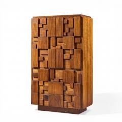  Lane Staccato Lane Staccato Brutalist Mid Century Walnut Highboy Armoire Dresser - 4573464
