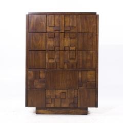  Lane Staccato Lane Staccato Brutalist Mid Century Walnut Highboy Dresser - 4022303