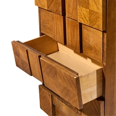  Lane Staccato Lane Staccato Brutalist Mid Century Walnut Highboy Dresser - 4721415