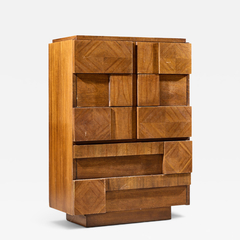  Lane Staccato Lane Staccato Brutalist Mid Century Walnut Highboy Dresser - 4727907