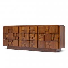  Lane Staccato Lane Staccato Brutalist Mid Century Walnut Lowboy Dresser - 4336827