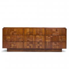  Lane Staccato Lane Staccato Brutalist Mid Century Walnut Lowboy Dresser - 4336828