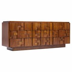  Lane Staccato Lane Staccato Brutalist Mid Century Walnut Lowboy Dresser - 4336830