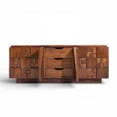  Lane Staccato Lane Staccato Brutalist Mid Century Walnut Lowboy Dresser - 4489499