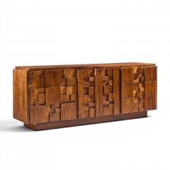  Lane Staccato Lane Staccato Brutalist Mid Century Walnut Lowboy Dresser - 4689025