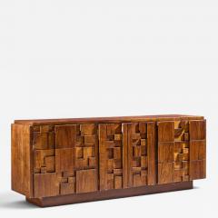  Lane Staccato Lane Staccato Brutalist Mid Century Walnut Lowboy Dresser - 4689053