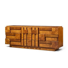  Lane Staccato Lane Staccato Brutalist Mid Century Walnut Lowboy Dresser - 4721326