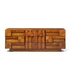  Lane Staccato Lane Staccato Brutalist Mid Century Walnut Lowboy Dresser - 4721327