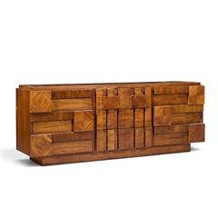  Lane Staccato Lane Staccato Brutalist Mid Century Walnut Lowboy Dresser - 4727904