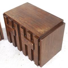  Lane Staccato Lane Staccato Brutalist Mid Century Walnut Nightstands Pair - 3894066