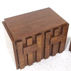  Lane Staccato Lane Staccato Brutalist Mid Century Walnut Nightstands Pair - 3894067