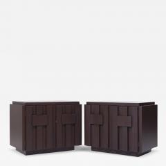  Lane Staccato Lane Staccato Brutalist Mid Century Walnut Nightstands Pair - 3935597