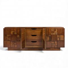  Lane Staccato Lane Staccato Mid Century Brutalist Walnut Lowboy Dresser - 4388336
