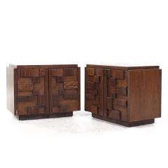  Lane Staccato Lane Staccato Mid Century Brutalist Walnut Nightstands Pair - 3882182
