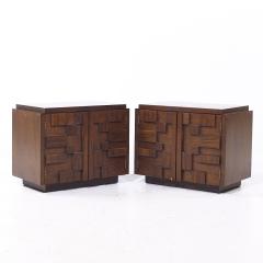  Lane Staccato Lane Staccato Mid Century Brutalist Walnut Nightstands Pair - 4075417