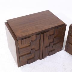  Lane Staccato Lane Staccato Mid Century Brutalist Walnut Nightstands Pair - 4075419