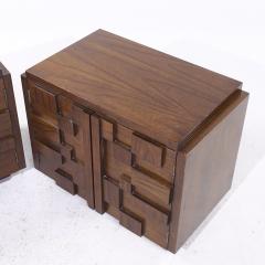  Lane Staccato Lane Staccato Mid Century Brutalist Walnut Nightstands Pair - 4075421