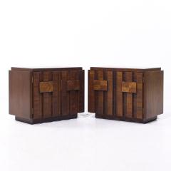  Lane Staccato Lane Staccato Mid Century Brutalist Walnut Nightstands Pair - 4075519