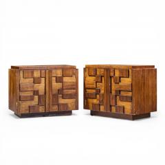  Lane Staccato Lane Staccato Mid Century Brutalist Walnut Nightstands Pair - 4562003