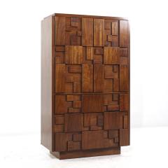  Lane Staccato Lane Staccato Mid Century Walnut Brutalist Armoire - 3892918