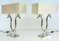 Laudarte Srl Italian Laudarte SRL Chrome Crystal Table Lamps Unused Showroom Samples Pair - 3780612