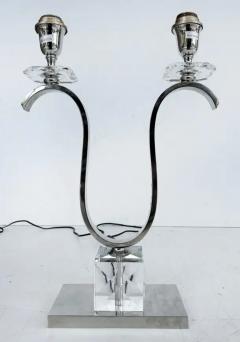  Laudarte Srl Italian Laudarte SRL Chrome Crystal Table Lamps Unused Showroom Samples Pair - 3780615