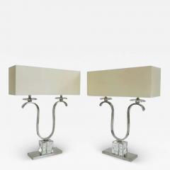  Laudarte Srl Italian Laudarte SRL Chrome Crystal Table Lamps Unused Showroom Samples Pair - 3782130