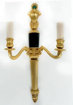  Laudarte Srl Laudarte S r l Gilt Bronze Marble Malachite Wall Sconces Pair Unused - 4117190