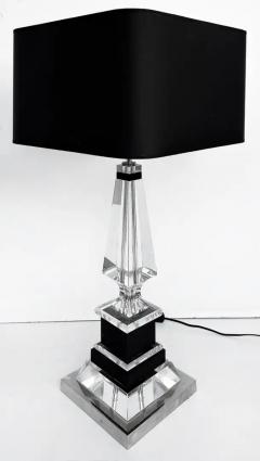  Laudarte Srl Laudarte SRL Crystal Chrome Wood Table Lamps Pair from Milano Italy - 3661015