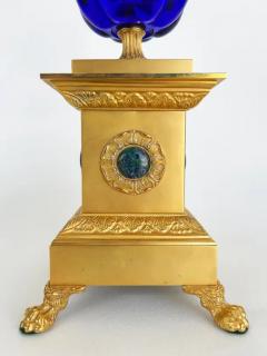  Laudarte Srl Laudarte SRLCobalt Glass 24K Gold Gilt Bronze Urn with Malachite Stone Italy - 4125703